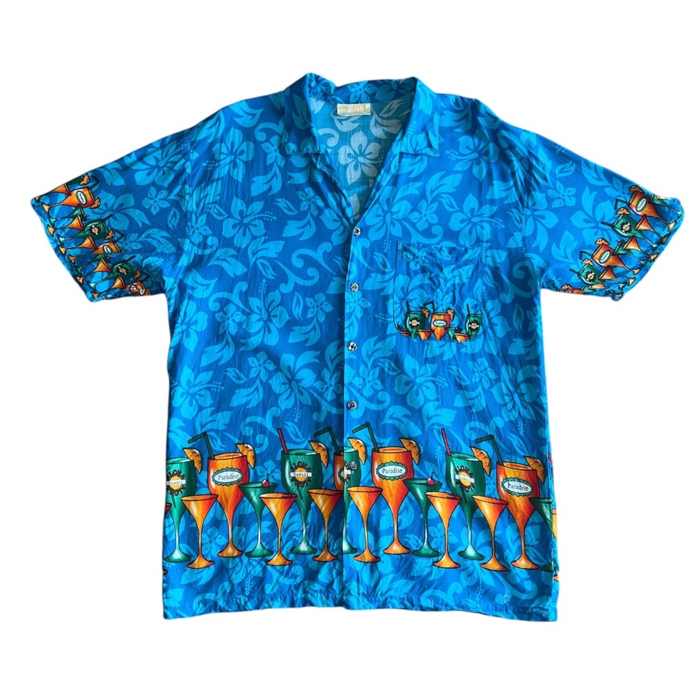 Vintage Tropicana Aloha Paradise Cocktail Hawaiian Vacation Button Up Shirt